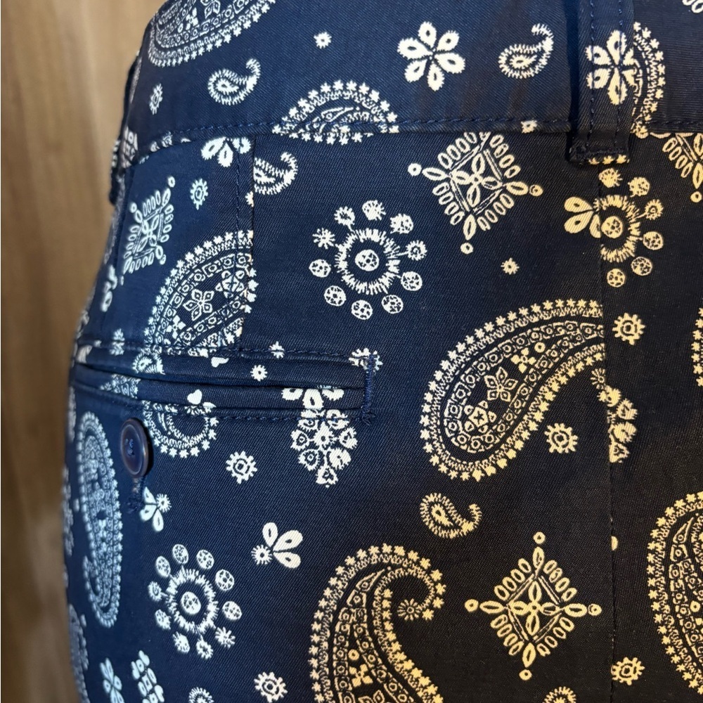 Talbot’s The Weekend Chino Navy Paisley Ankle Cropped Pants - Picture 6 of 11